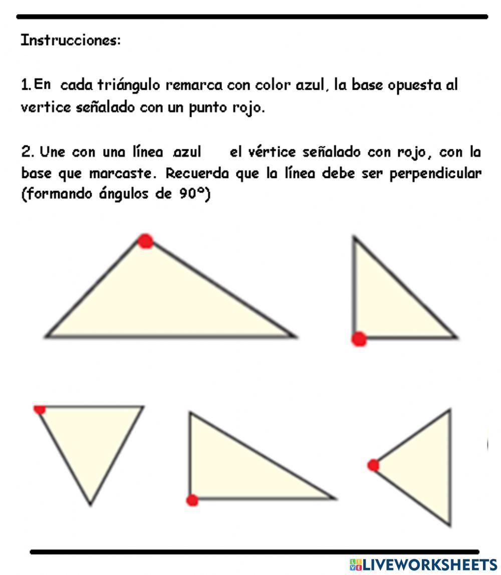 Altura de triángulos interactive worksheet | Live Worksheets