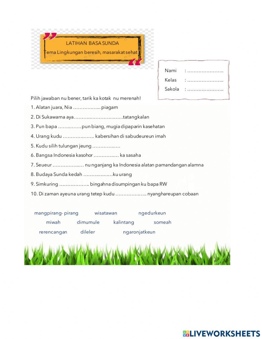 Latihan Basa Sunda Tema Masarakat Sehat