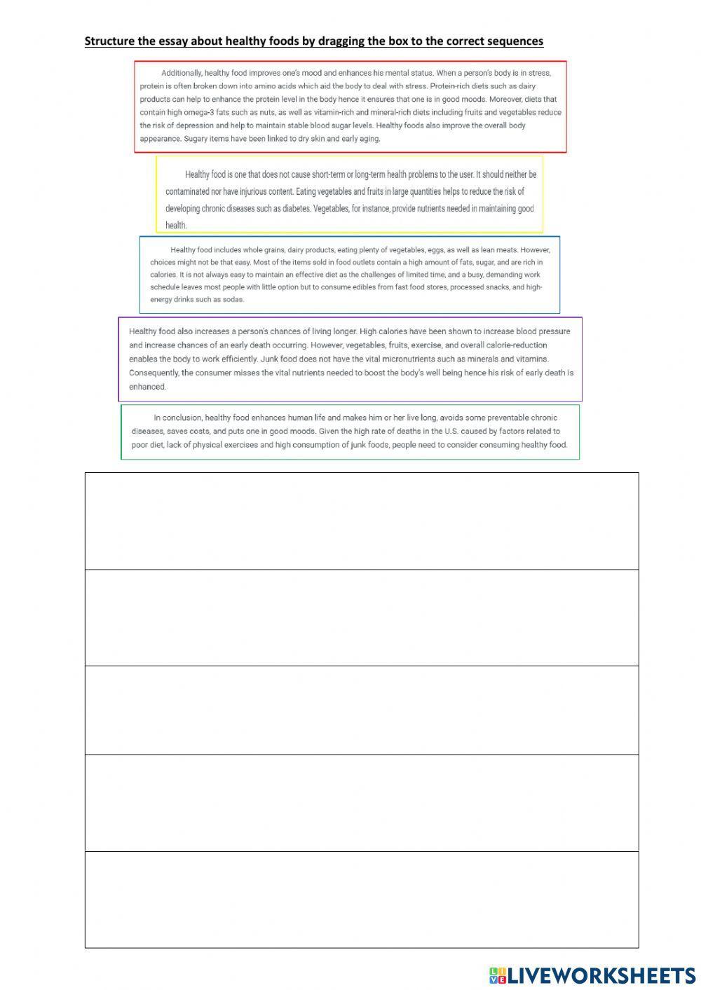 Structure essay -healthy  foods-