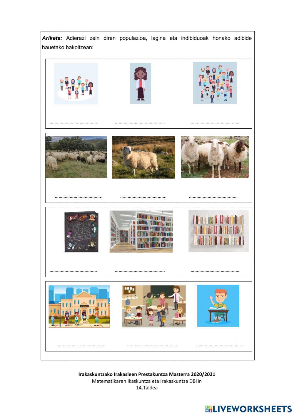 Estatistika - Populazioa, lagina eta indibiduoa