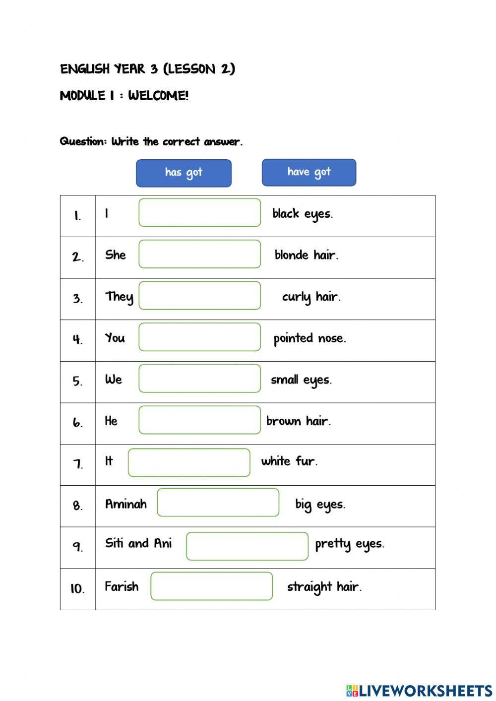 Year 3 Module 1 : Lesson 1