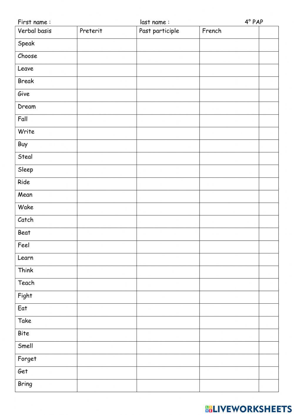 Verbes 3 - PAP - 1