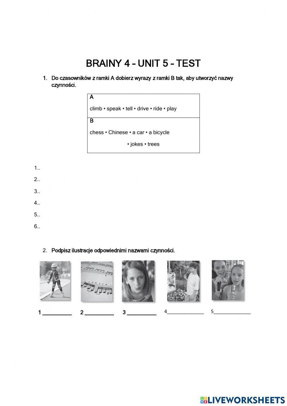 Brainy 4 unit 5 test