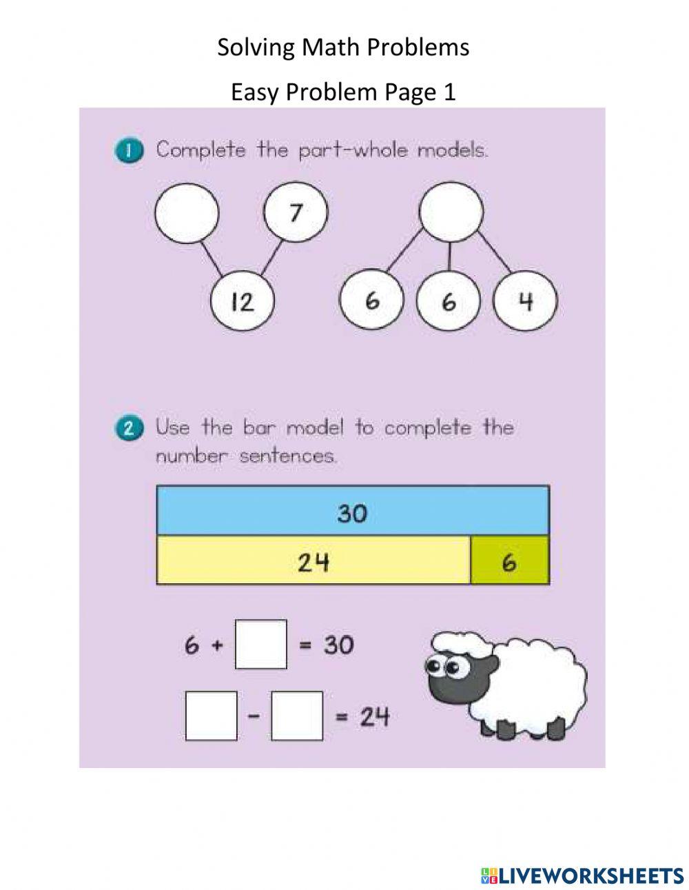 Problem Solving Easy worksheet | Live Worksheets