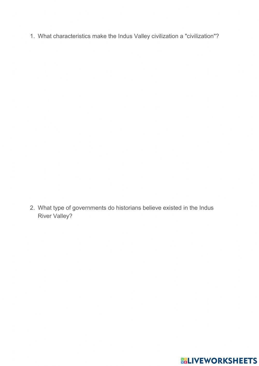 The Indus Valley civilization