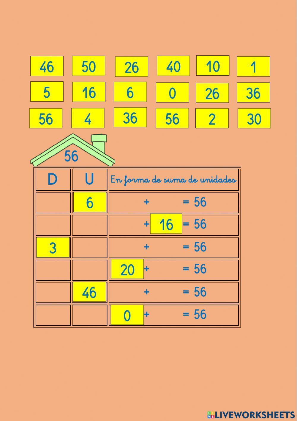 Descomposición del 56 Descomposición del 56