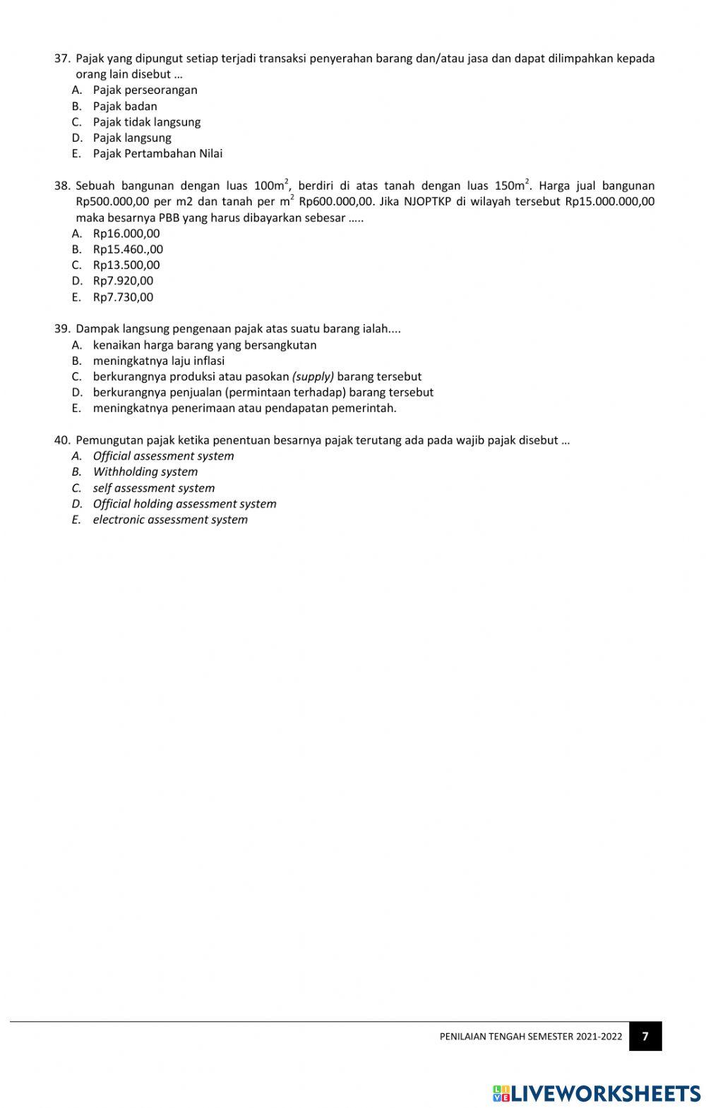 PTS Ekonomi Semester 2 Kelas XI