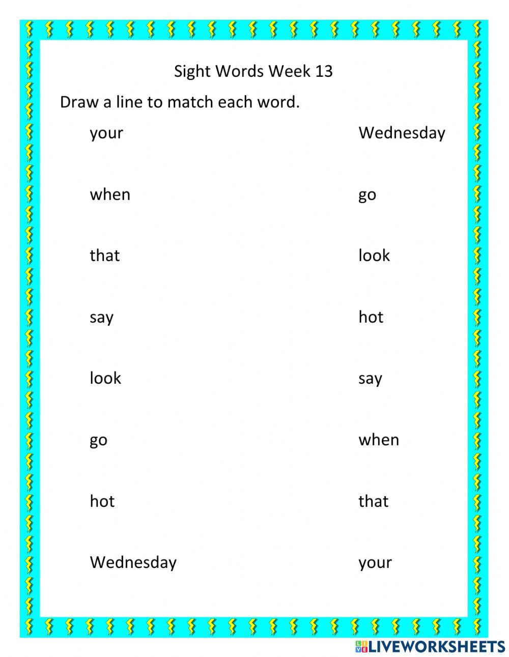 Sight Words Week 13