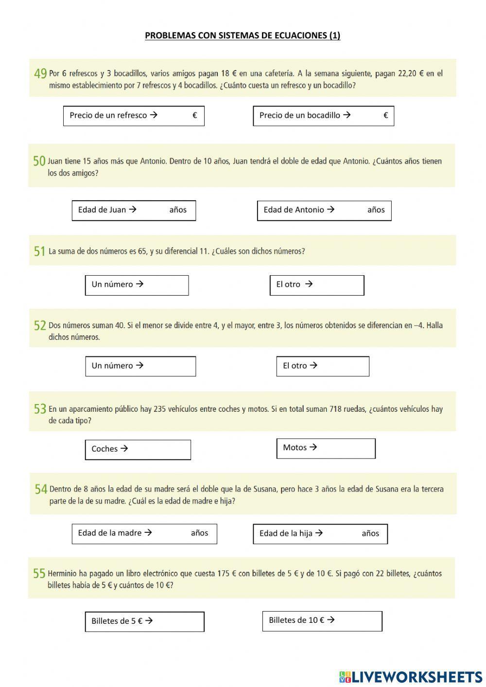 Problemas con sistemas de ecuaciones (1)