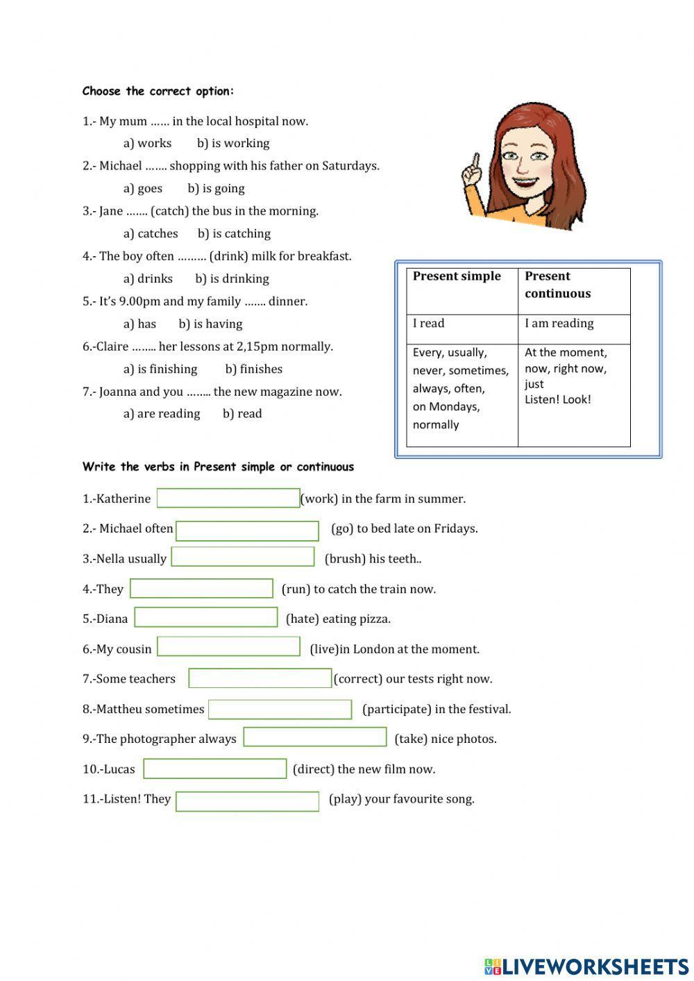 Present simple and continuous