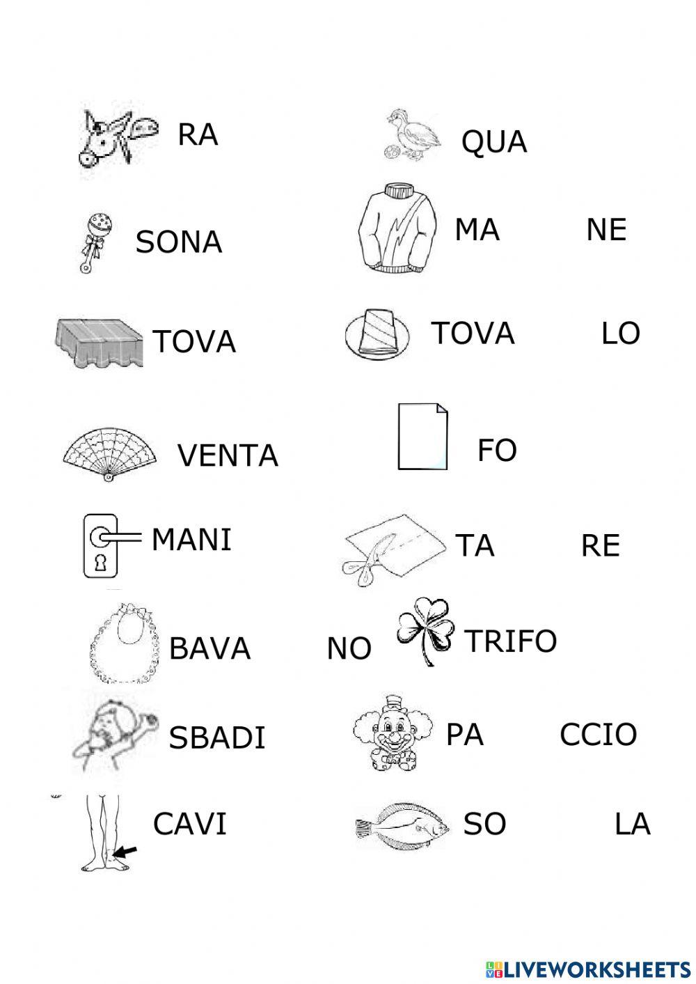 Parole con sillabe dolci di gli
