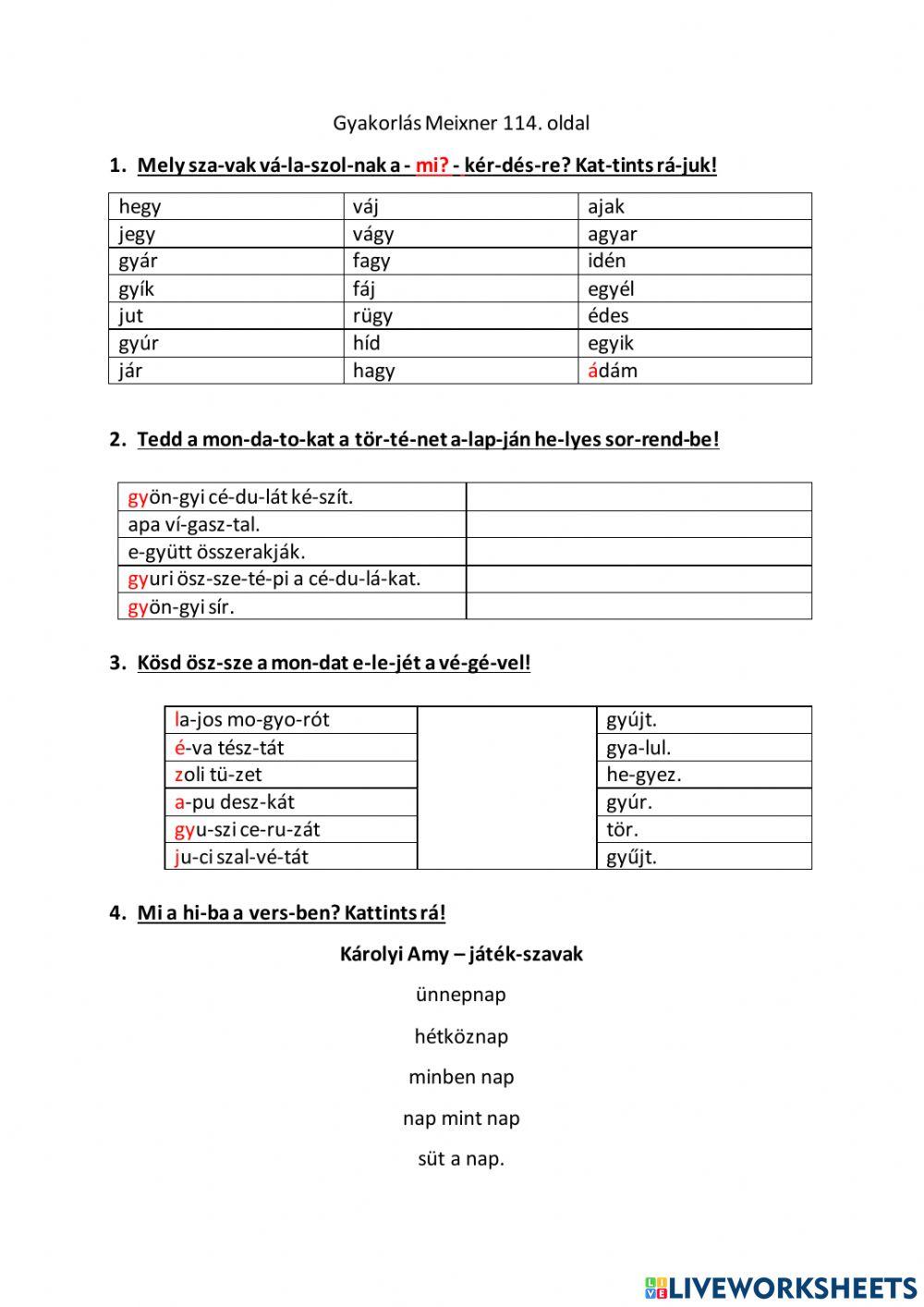 Meixner 114. o. értő olvasás