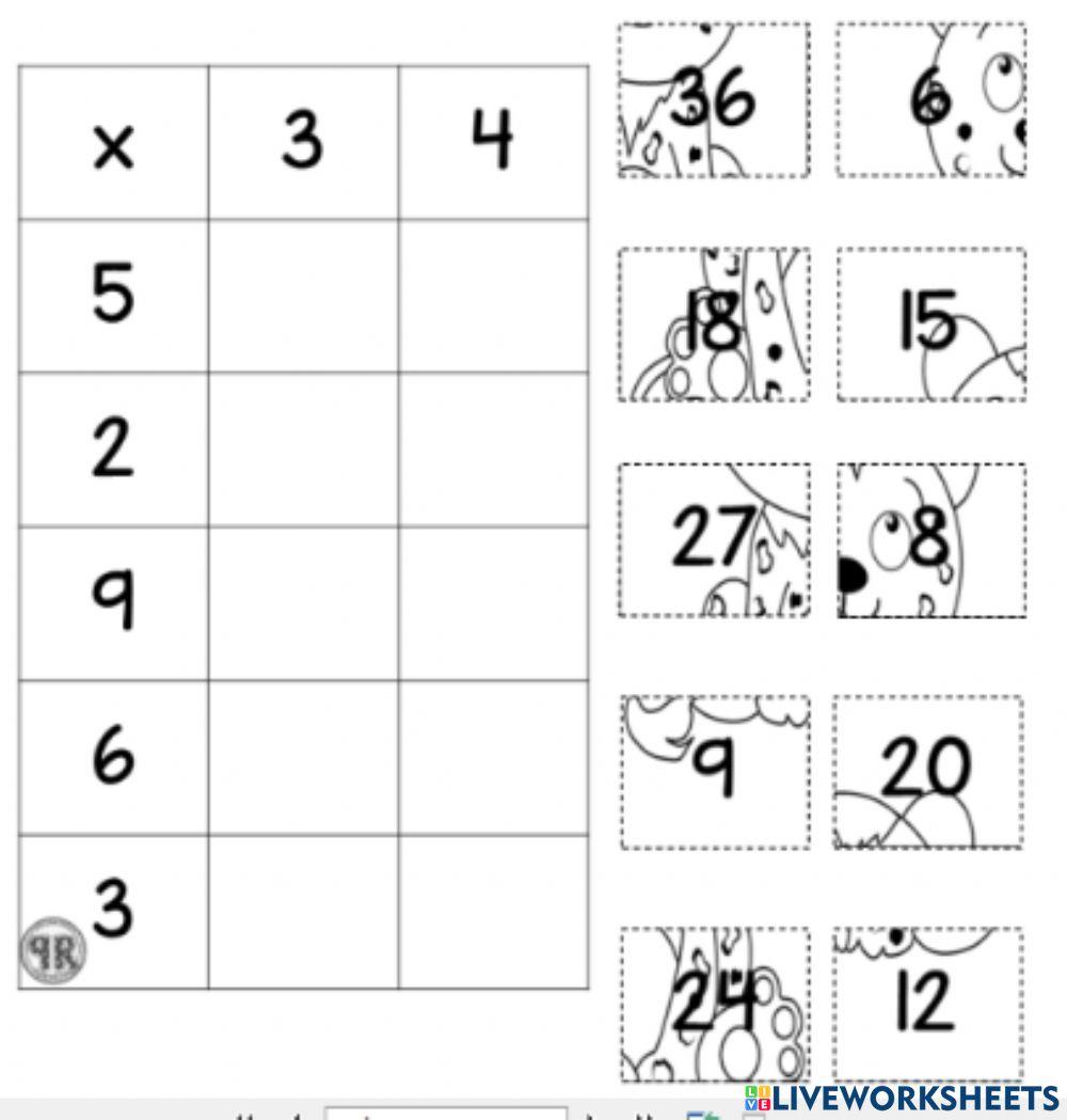 Προπαίδειες 3, 4 worksheet Live Worksheets