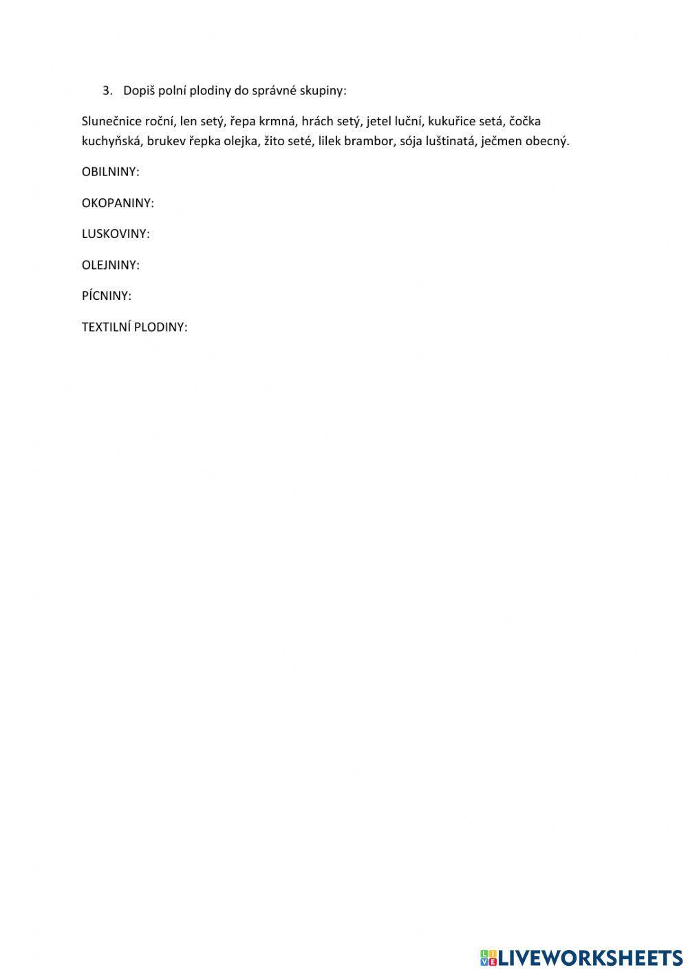 Ekosystém pole - rostliny našich polí