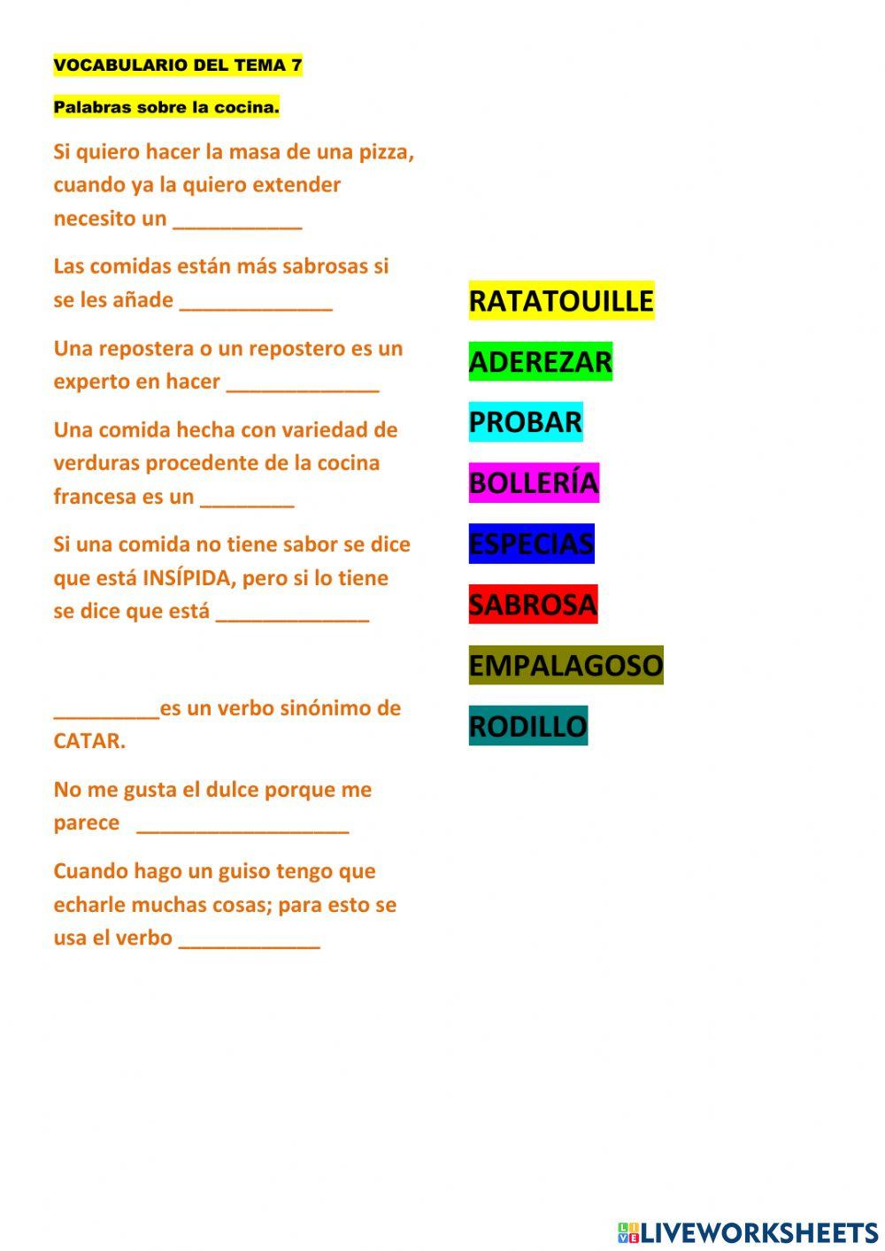 Vocabulario cocina