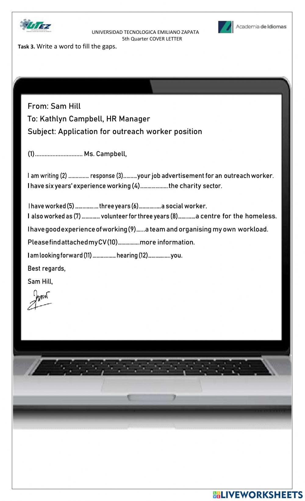 5th cover letter