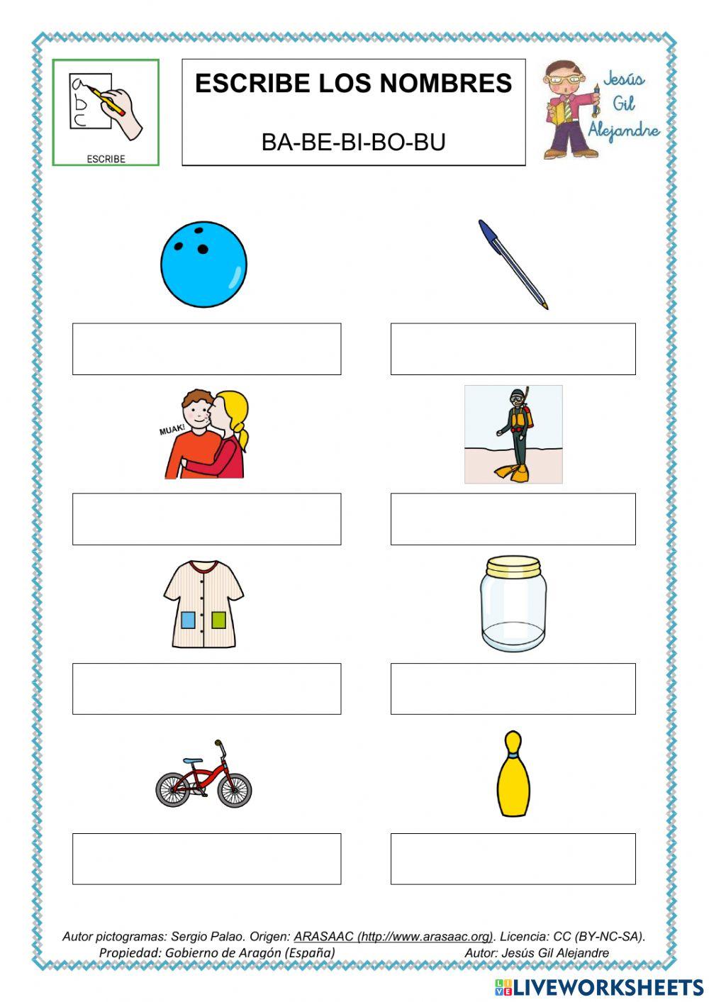 Escribe palabras con B