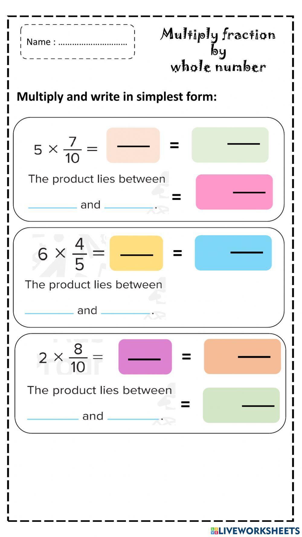 Multiply fraction by whole number 3