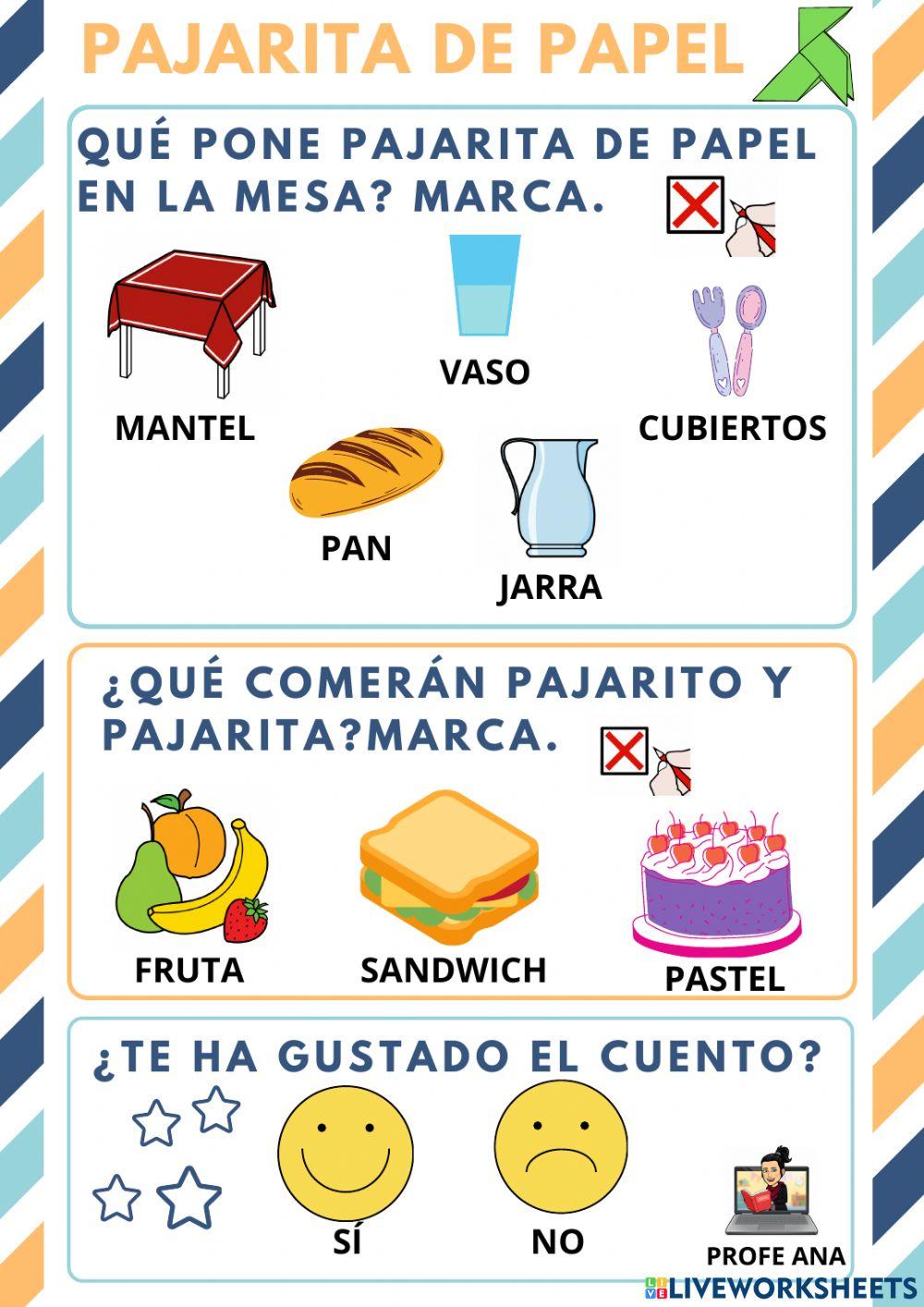 Ficha lectura pajarita de papel