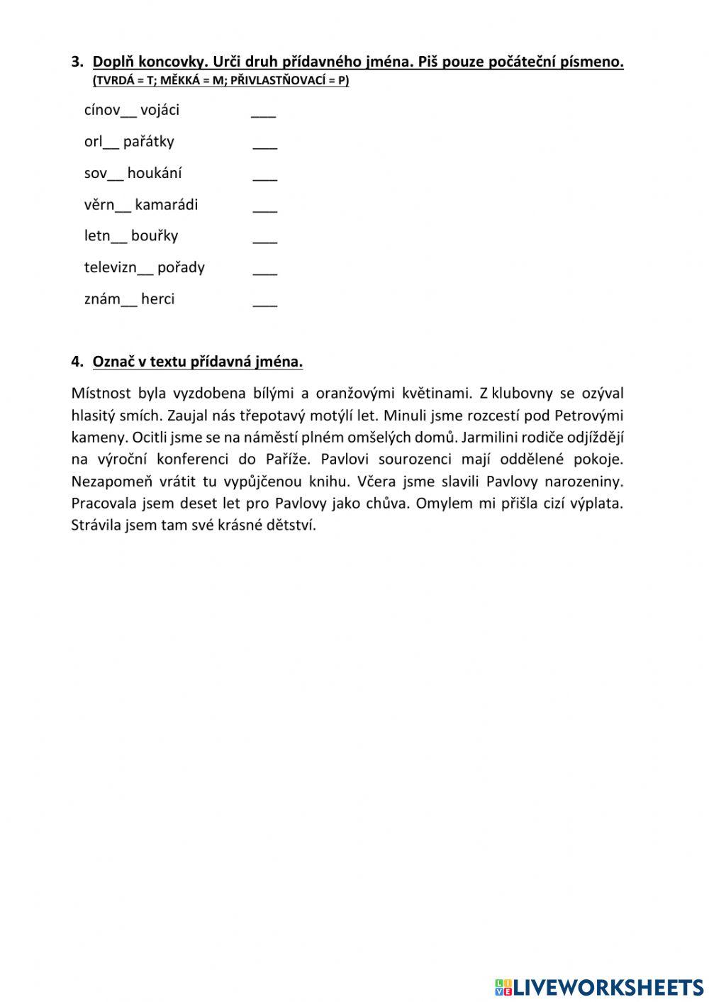 Přídavná jména - skloňování