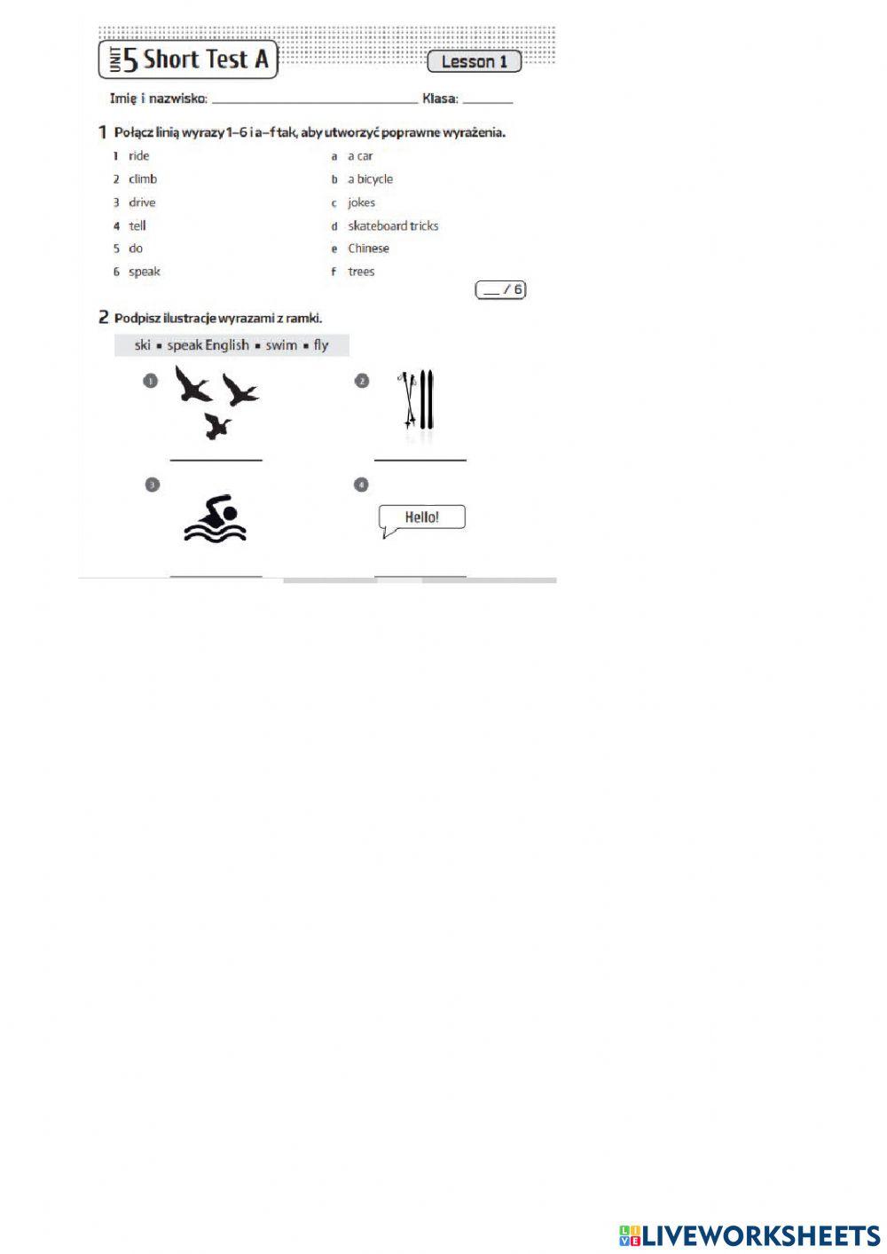 Brainy 4 unit 5 short test
