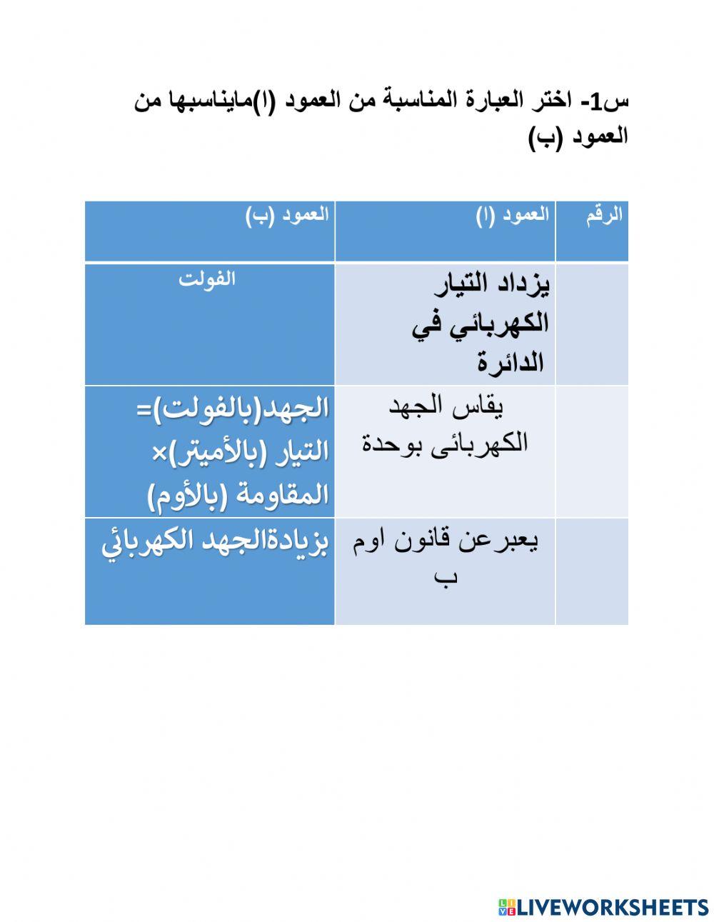تقويم على قانون اوم