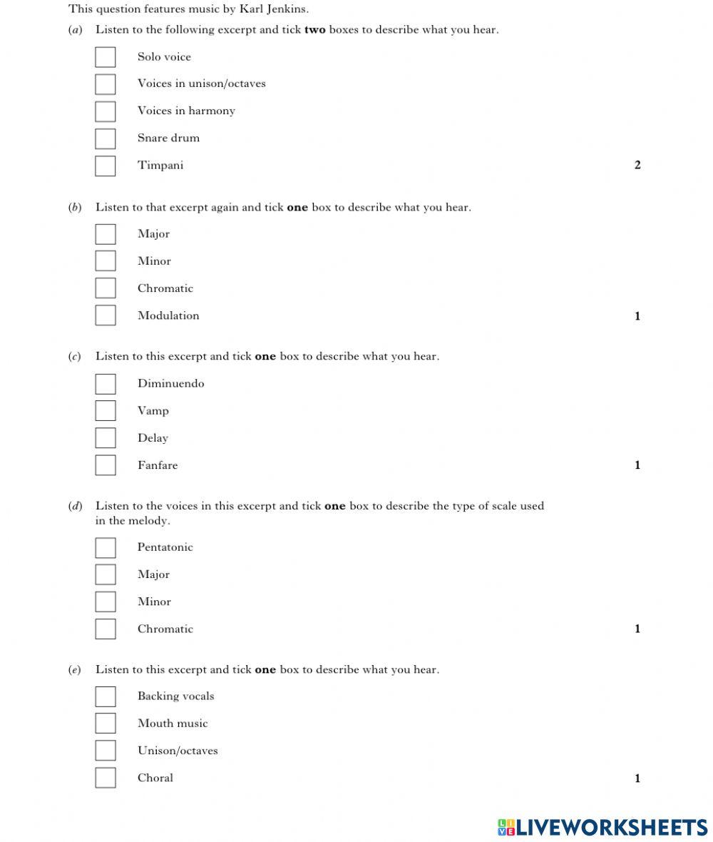 National 5 Practise Questions VOCAL MUSIC 4