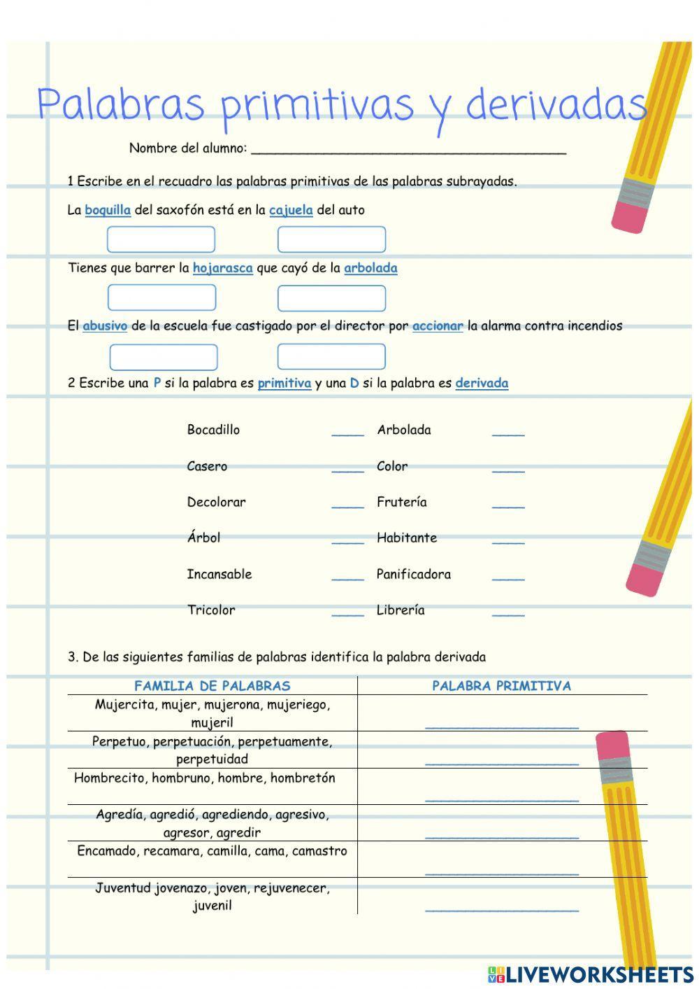 Palabras primitivas y derivadas
