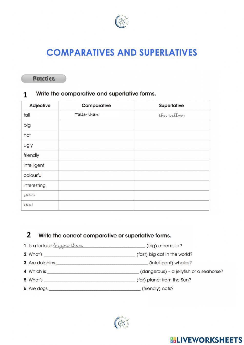 Compartive and superlative adjectives
