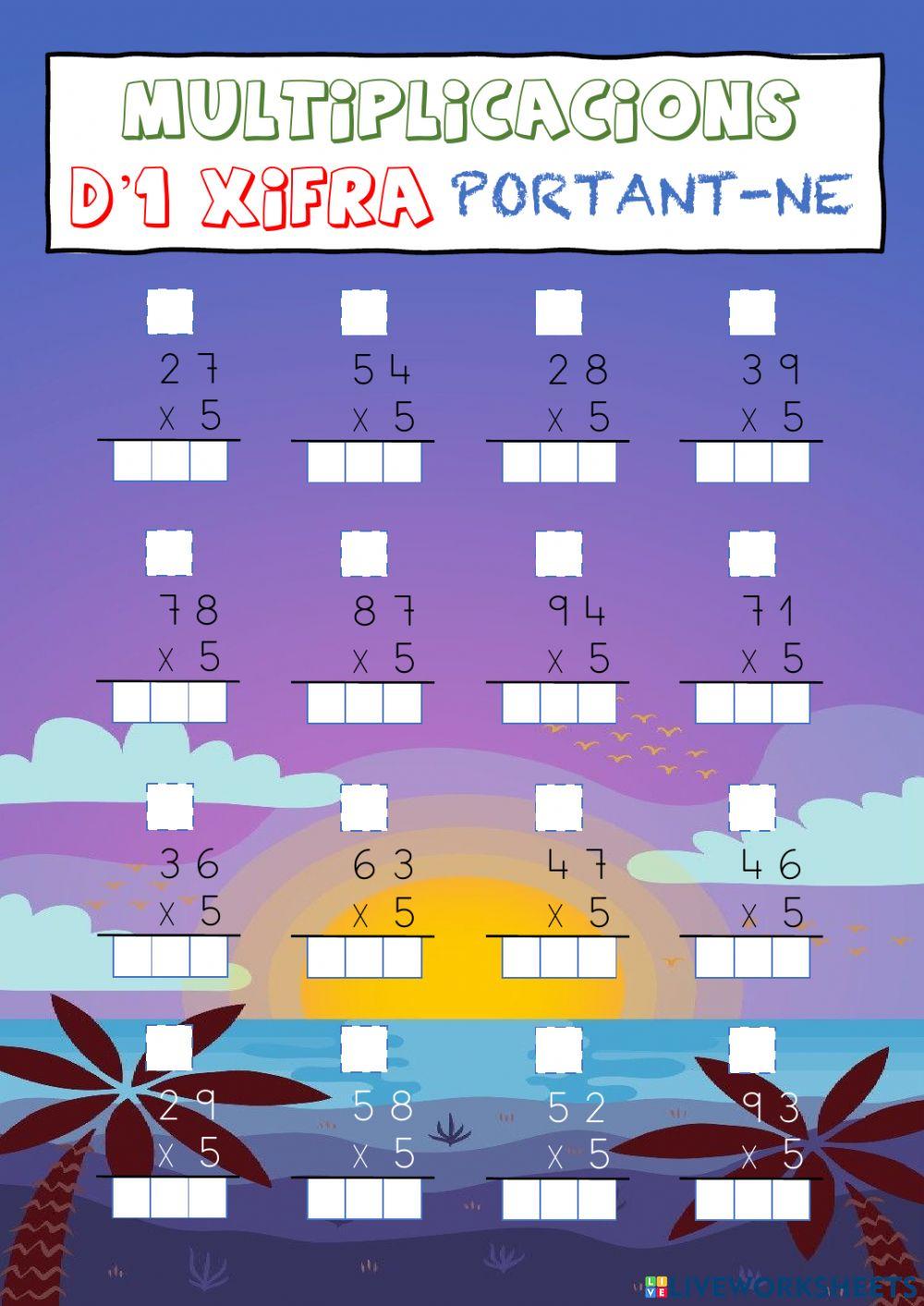 Multiplicacions d'una xifra portant-ne Multiplicacions d'una xifra portant-ne