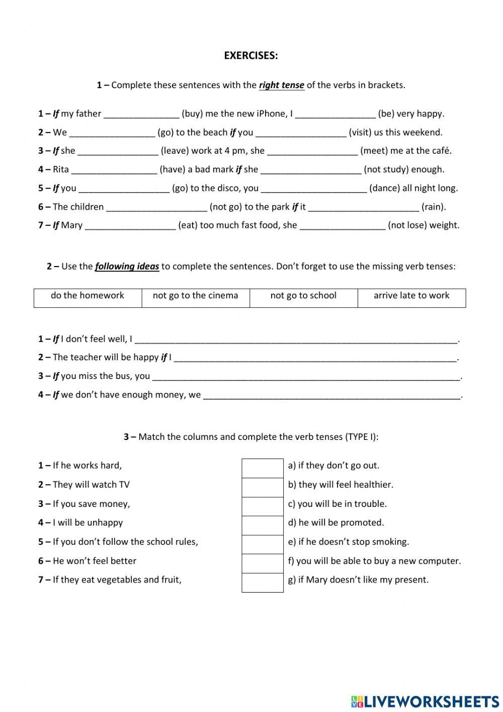 Conditional sentences, 1st conditional