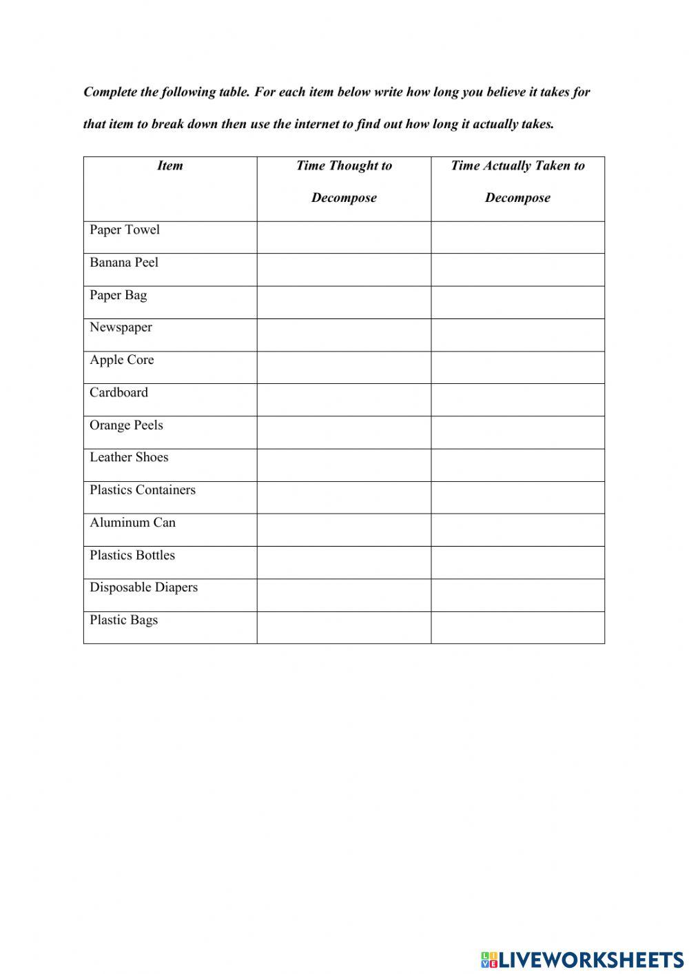 Proper Garbage Disposal online exercise for | Live Worksheets