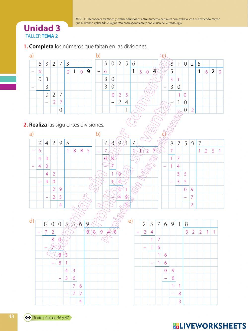 Divisiones de una cifra