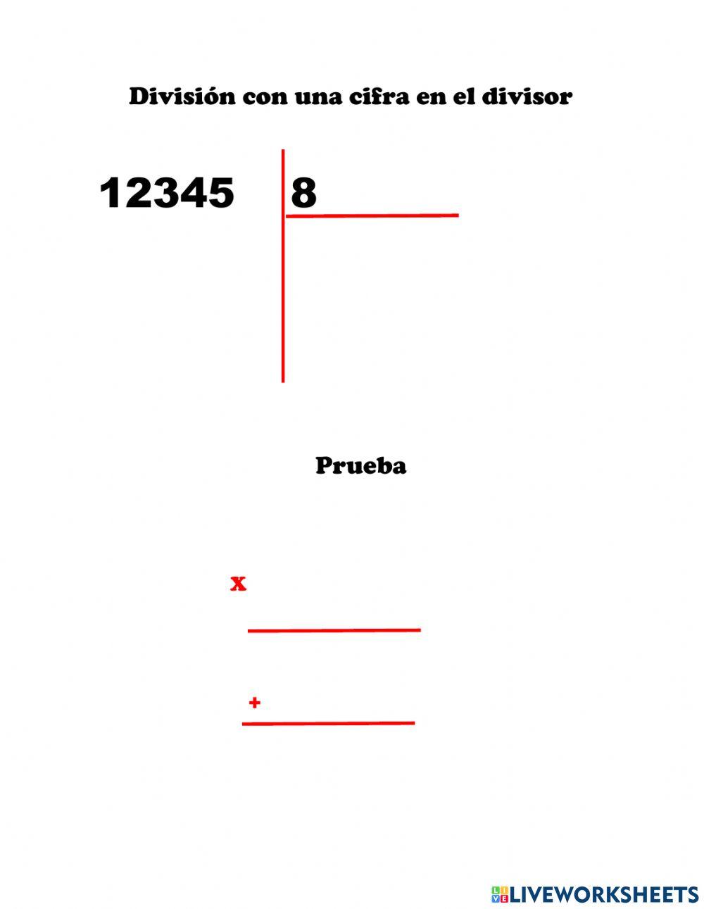 Divisiones con  una cifra en el divisor
