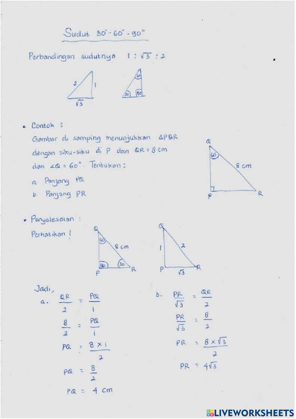 Perbandingan sudut khusus segitiga