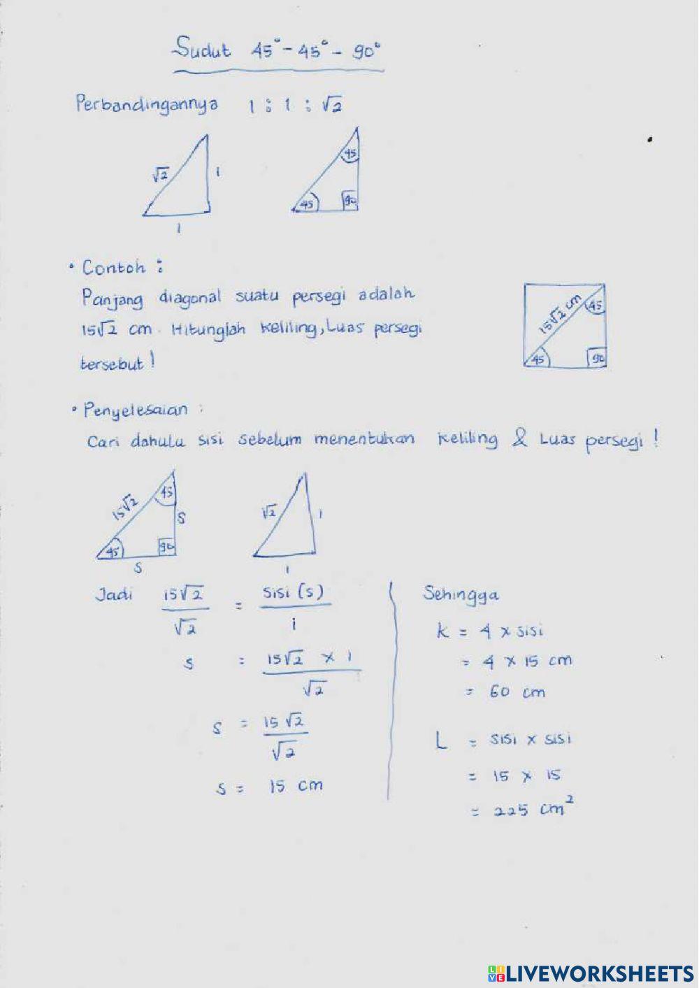 Perbandingan sudut khusus segitiga