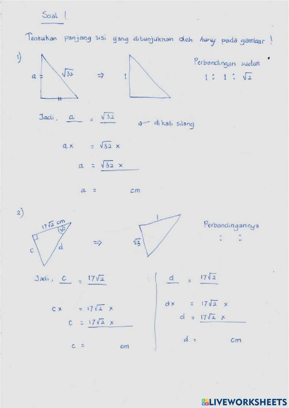Perbandingan sudut khusus segitiga