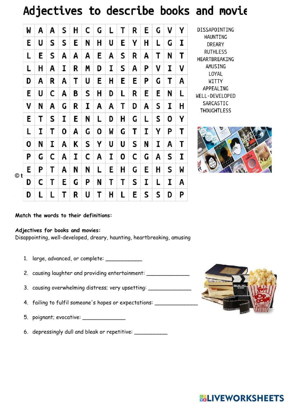 Adjectives to describe movies, books, and characters