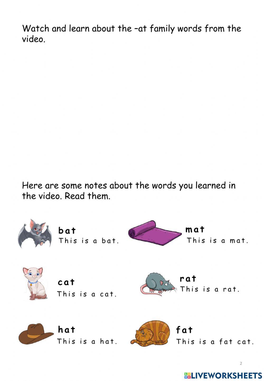 CVC -at Family Words