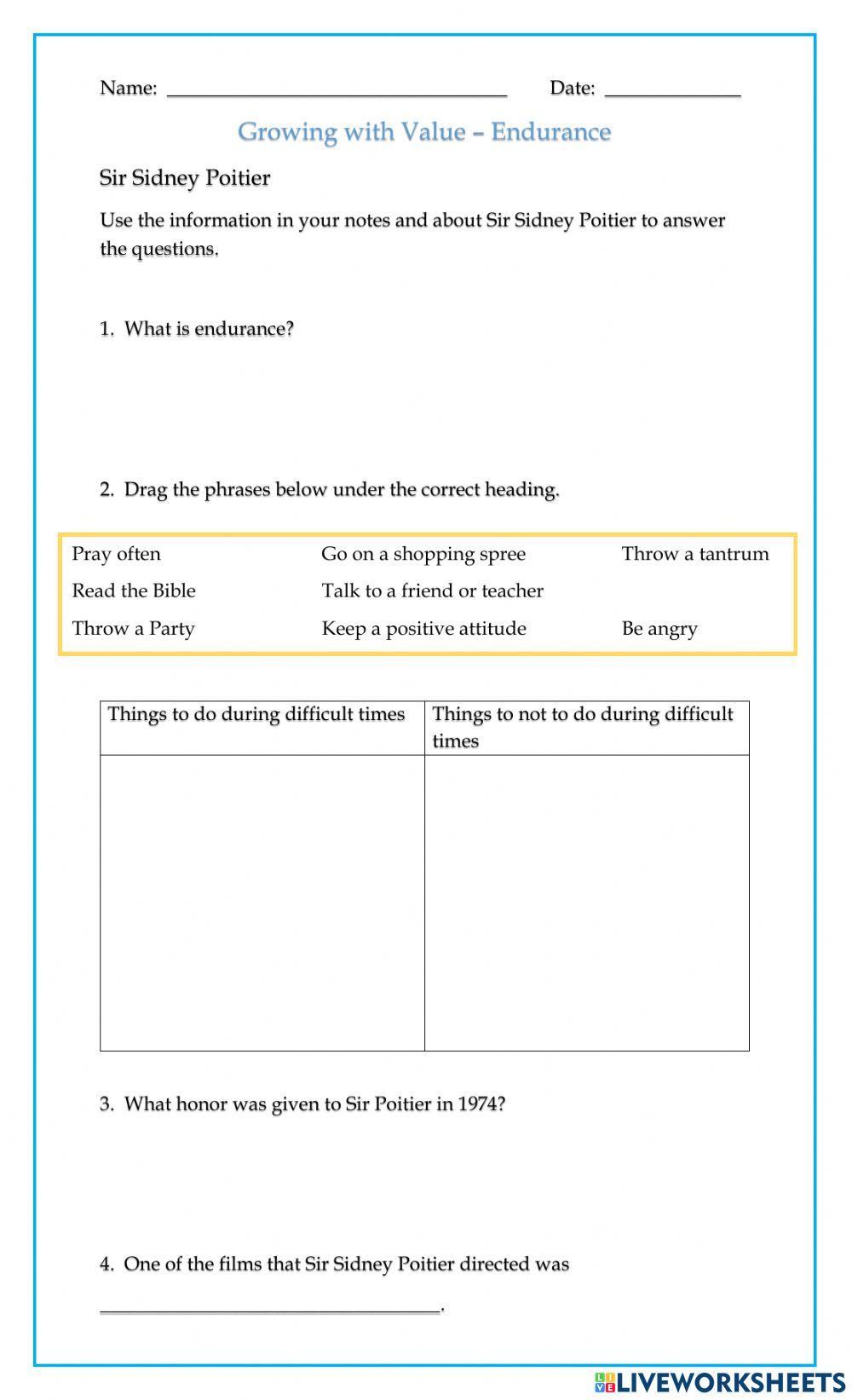 Growing in Value, Endurance