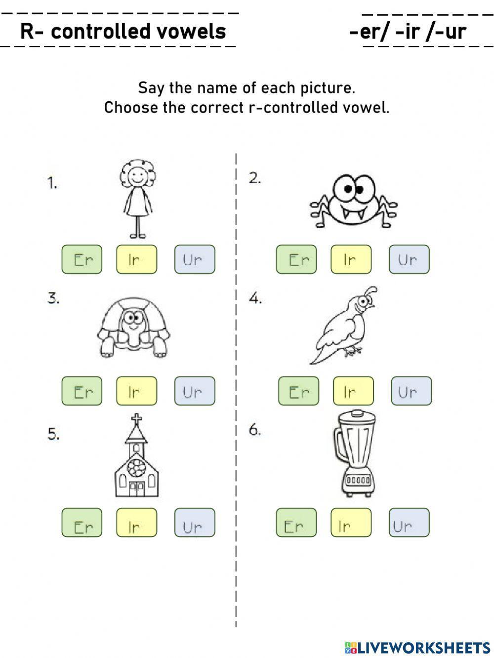 R Controlled vowels