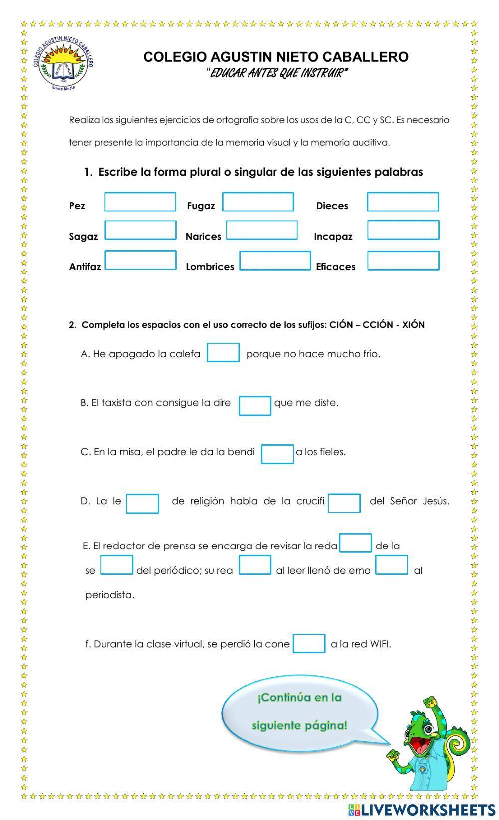 Usos de la x, cc, sc