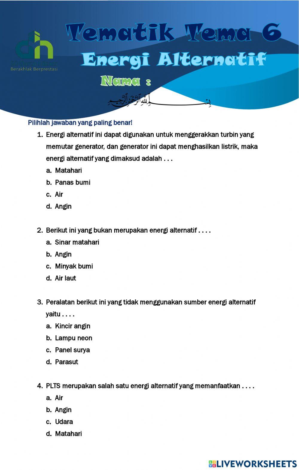 LKS Tematik Tema 6 (Energi Alternatif)