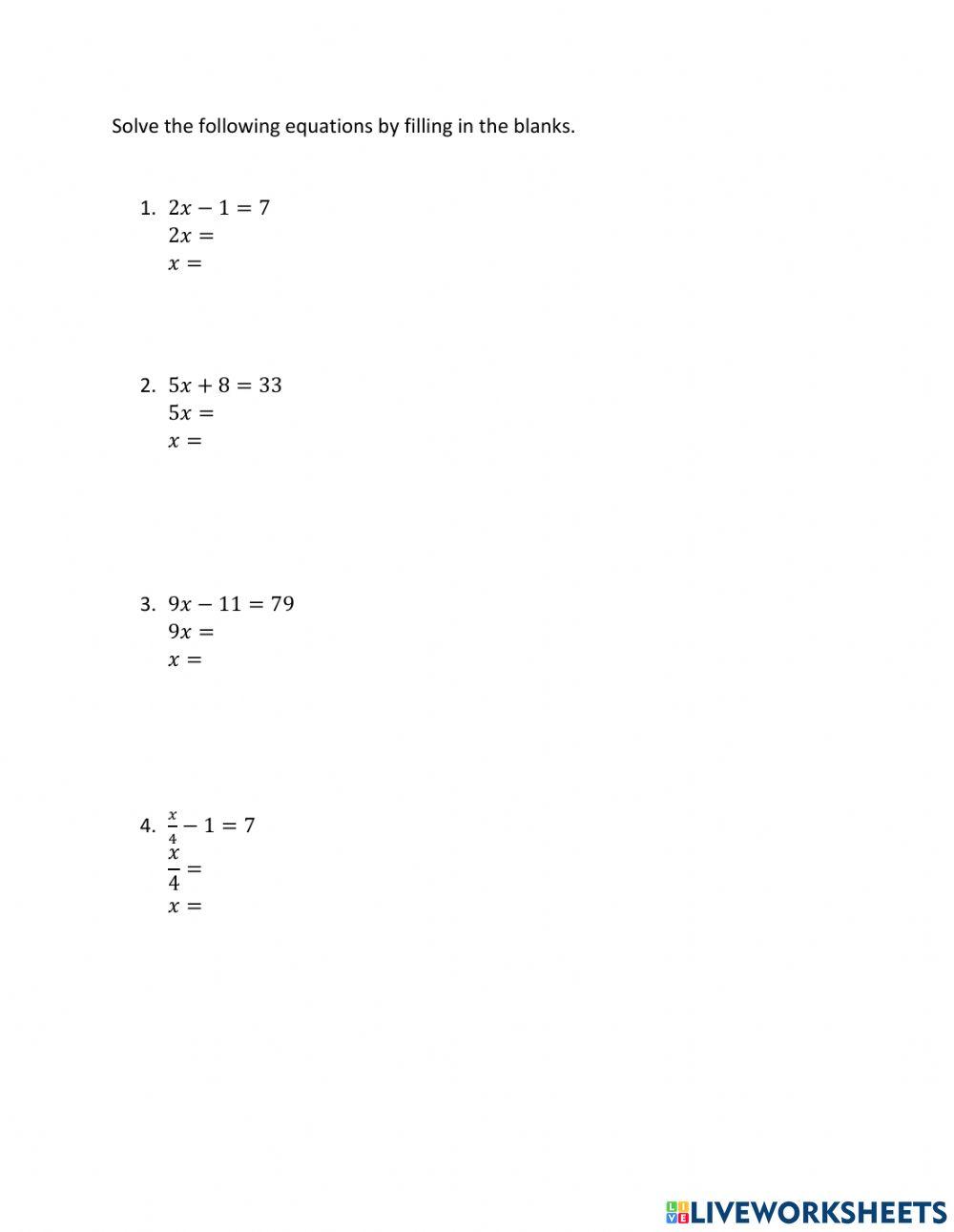 Solving two step equations