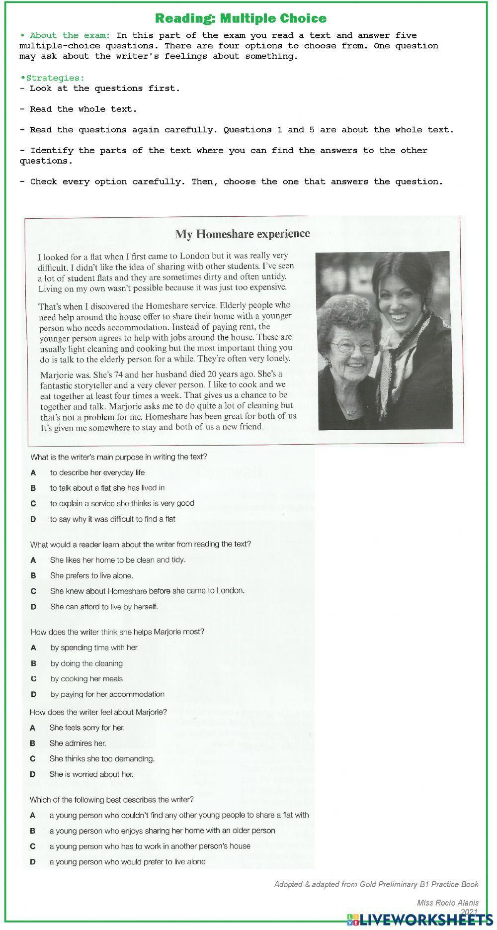 Reading - Multiple Choice