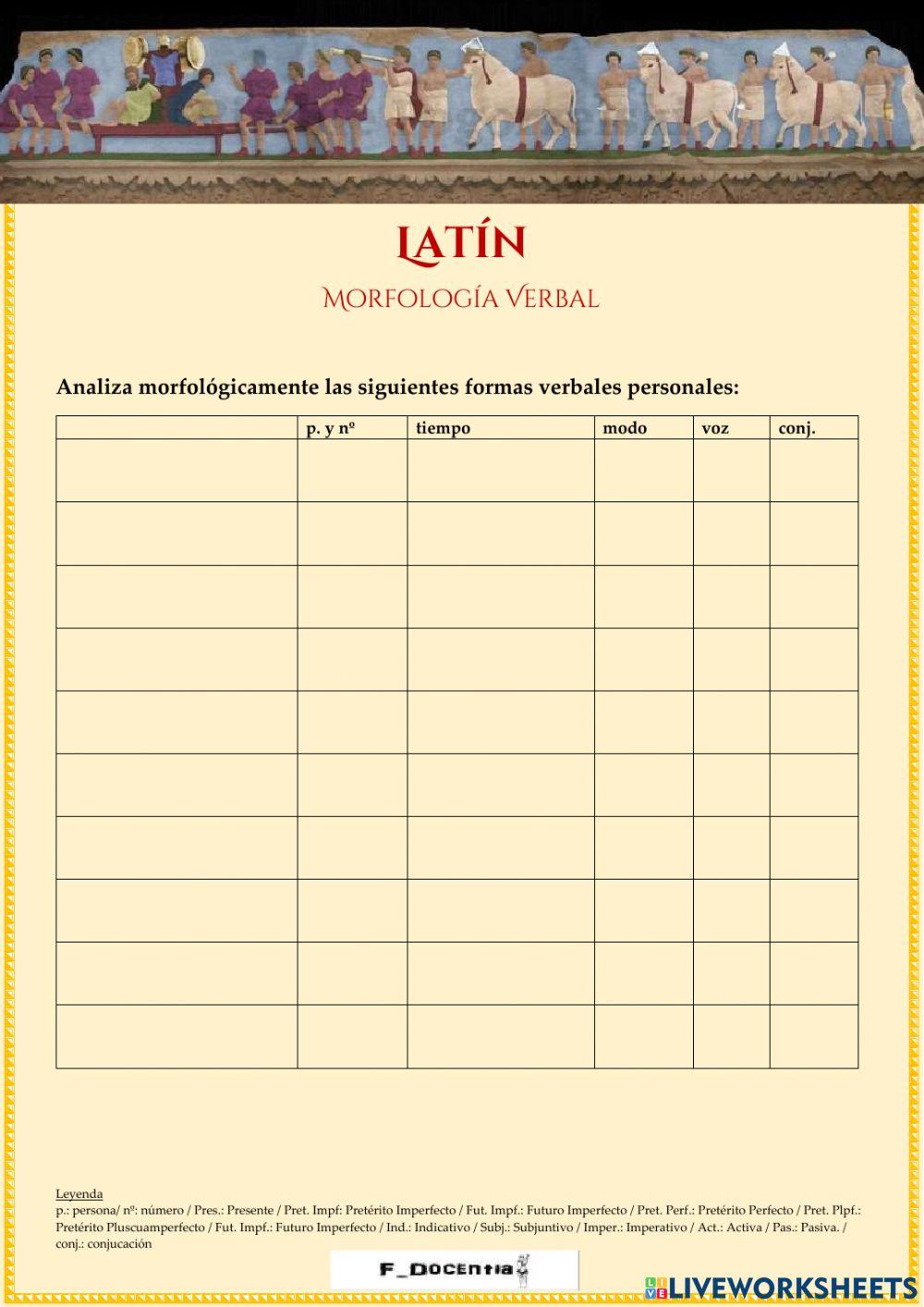 Analiza morfológicamente verbos conjugados en latín (10)