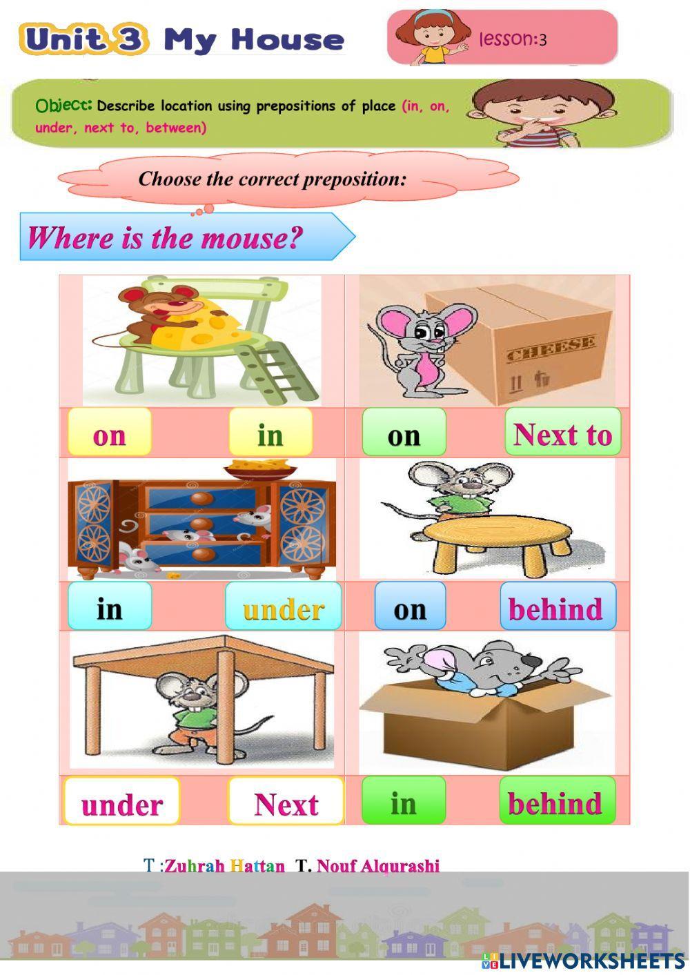 Prepositions of place Prepositions of place