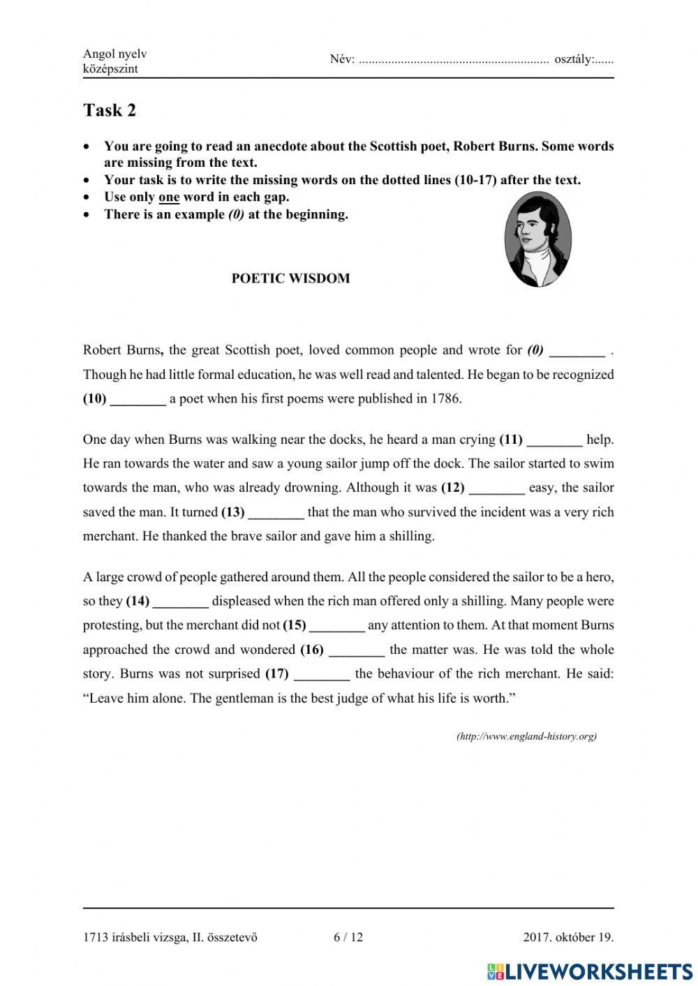 Matura B1 reading gap filling