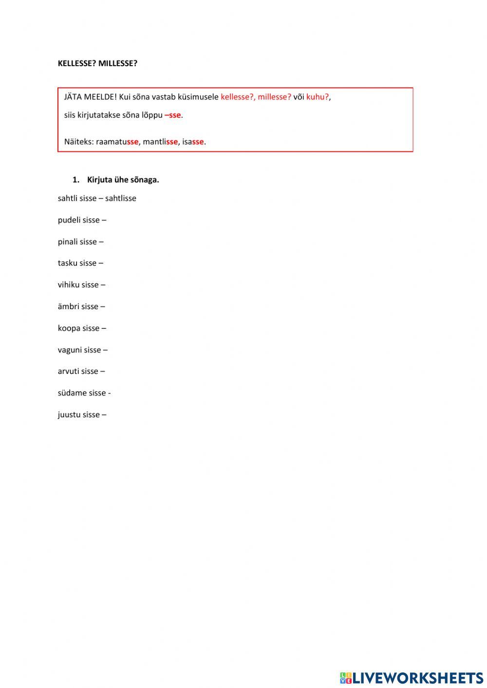 Kellesse? Millesse? 2. klass