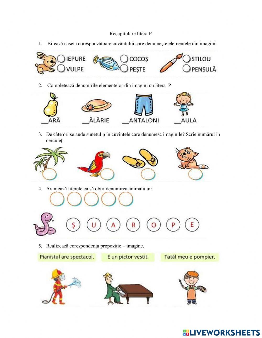 Recapitulare Litera P